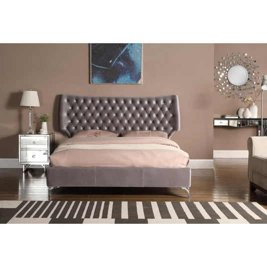 Heartlands Ashbourne Velvet Double Bed Grey - 2MH furniture 