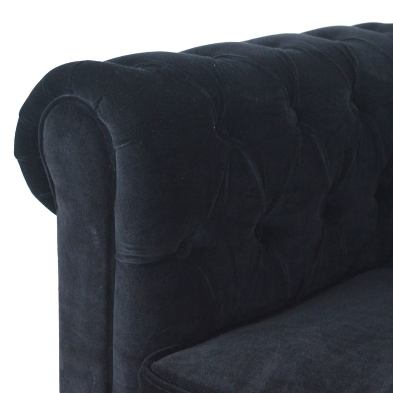 Artisan Black Velvet Chesterfield Sofa - 2MH furniture 