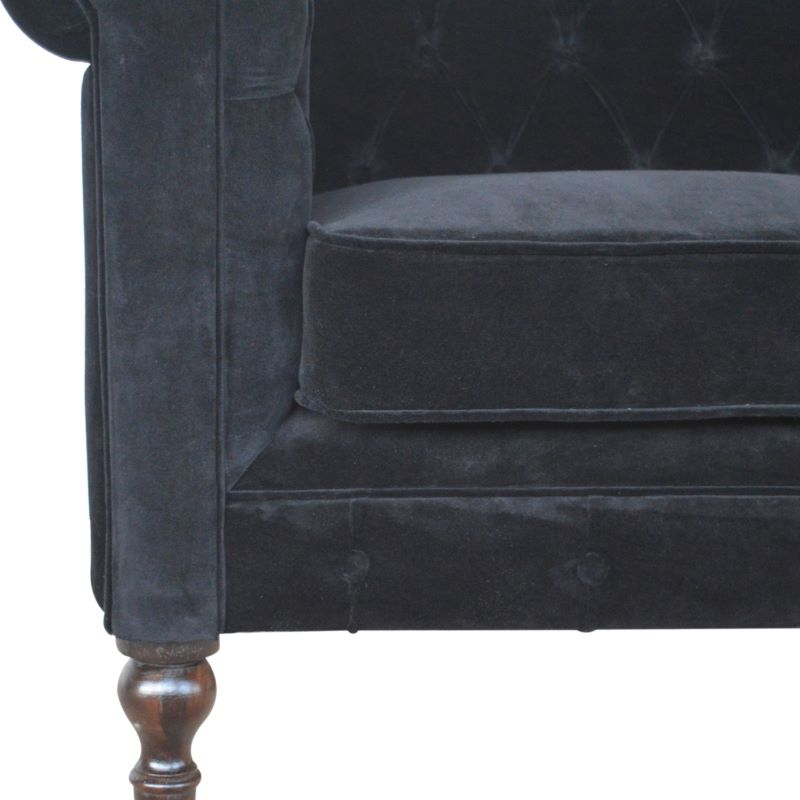 Artisan Black Velvet Chesterfield Sofa - 2MH furniture 
