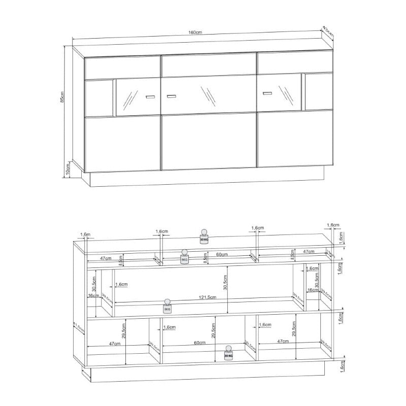 Arte-N Denira 84 Display Sideboard Cabinet - 2MH furniture 