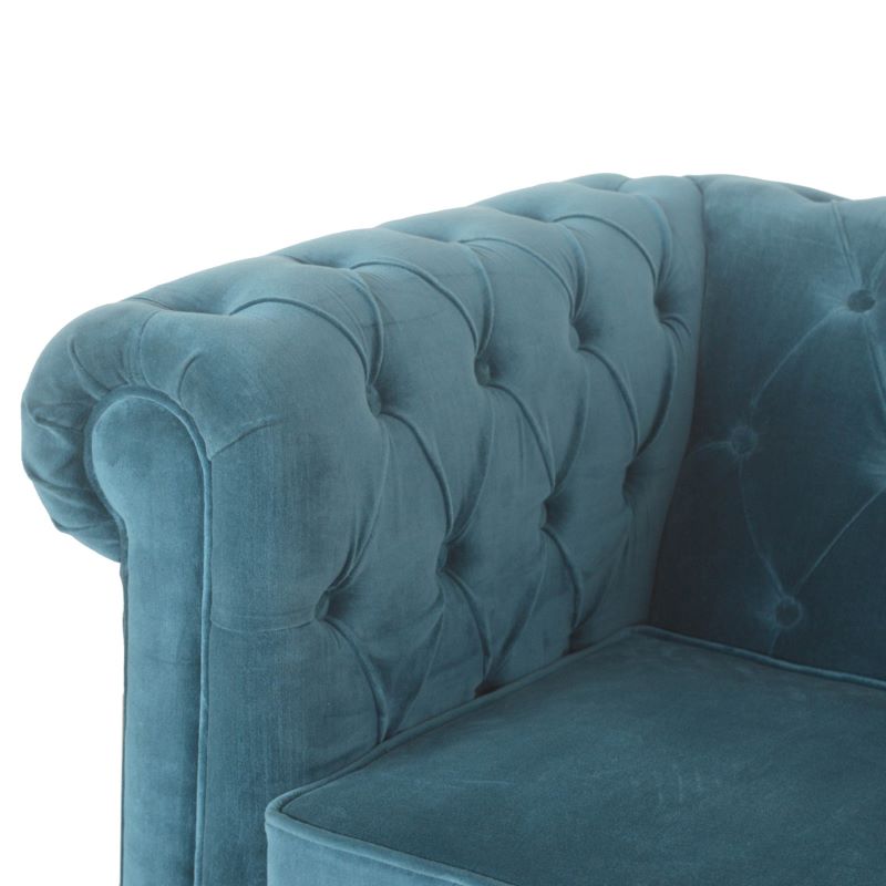 Artisan Teal Velvet Chesterfield Armchair - 2MH furniture 