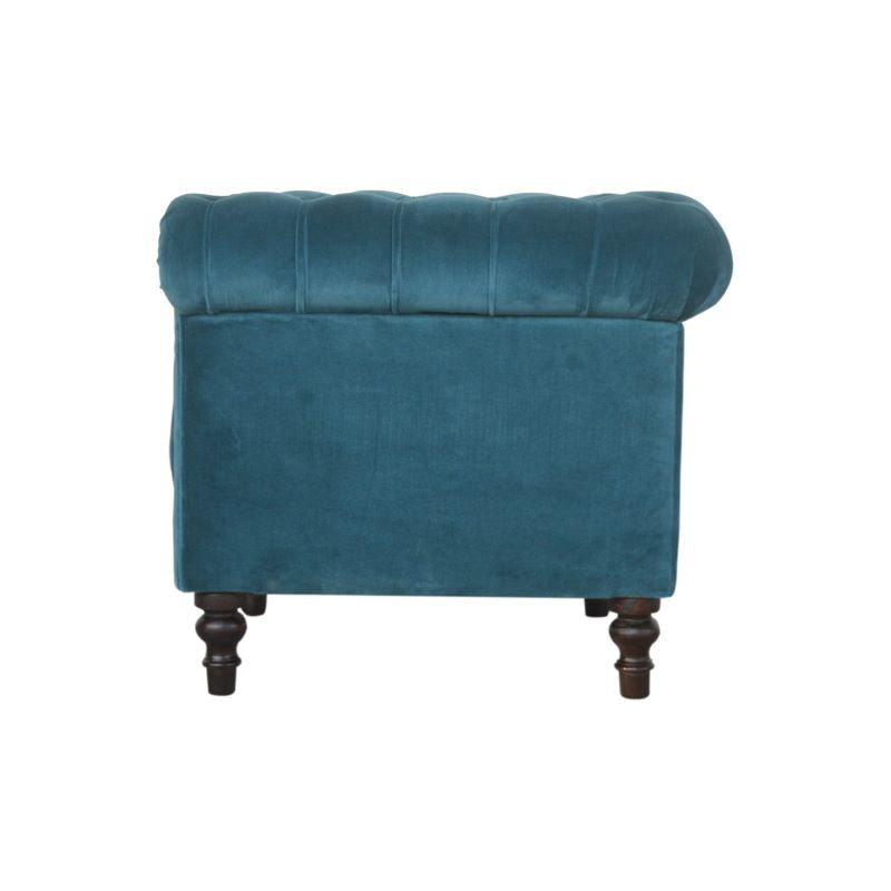Artisan Teal Velvet Chesterfield Armchair - 2MH furniture 